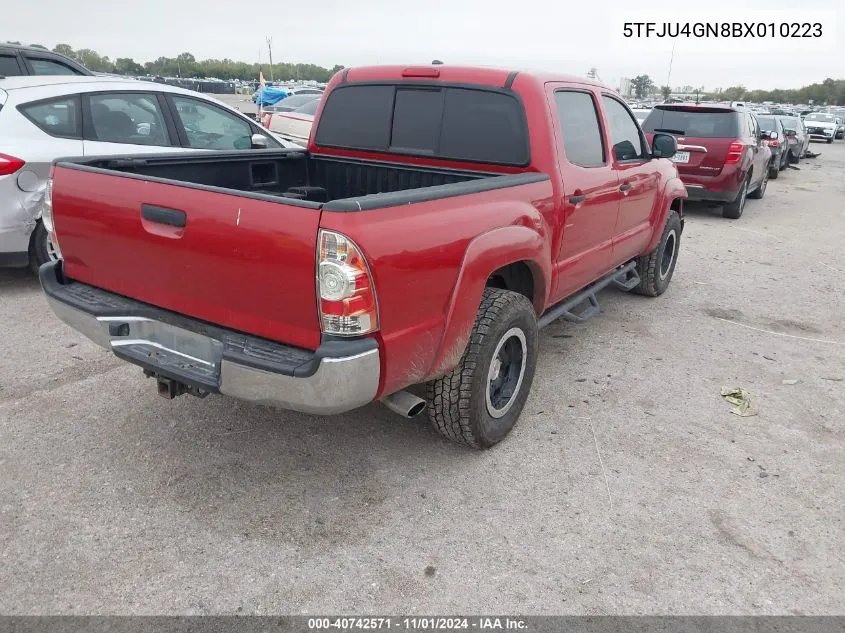 2011 Toyota Tacoma Double Cab Prerunner VIN: 5TFJU4GN8BX010223 Lot: 40742571