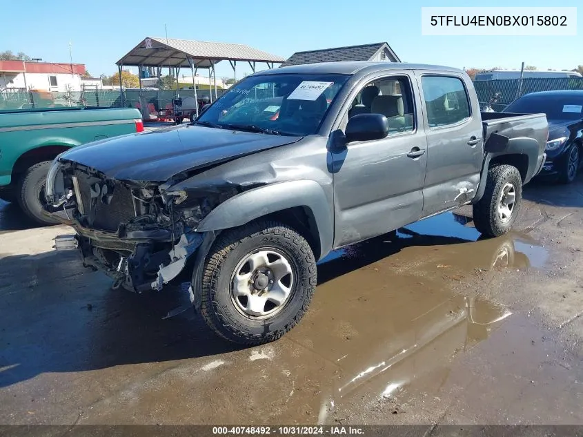 2011 Toyota Tacoma Base V6 VIN: 5TFLU4EN0BX015802 Lot: 40748492