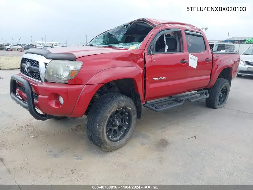 2011 Toyota Tacoma Double Cab VIN: 5TFLU4ENXBX020103 Lot: 40760816