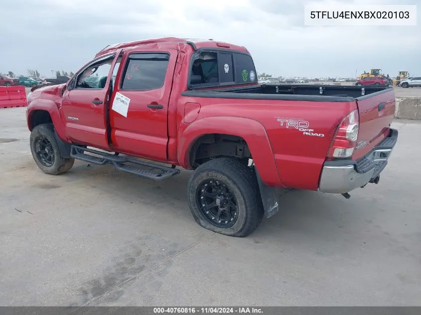 2011 Toyota Tacoma Double Cab VIN: 5TFLU4ENXBX020103 Lot: 40760816