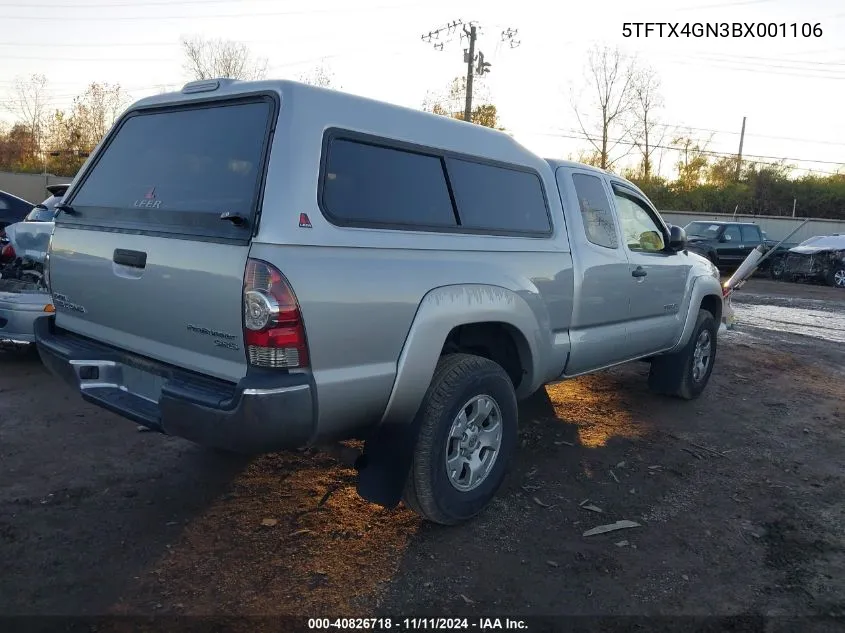 2011 Toyota Tacoma Prerunner Access Cab VIN: 5TFTX4GN3BX001106 Lot: 40826718