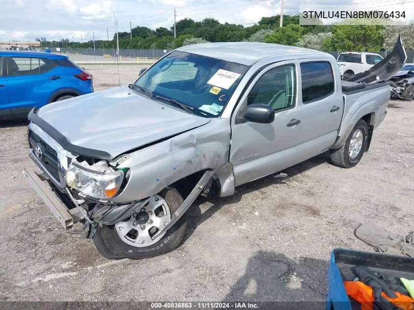 2011 Toyota Tacoma Double Cab VIN: 3TMLU4EN8BM076434 Lot: 40836863