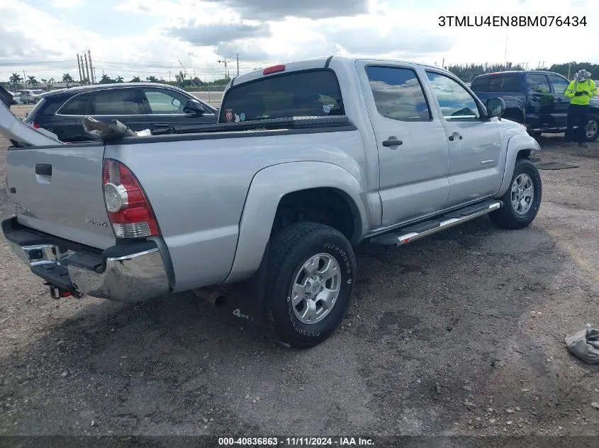 2011 Toyota Tacoma Double Cab VIN: 3TMLU4EN8BM076434 Lot: 40836863