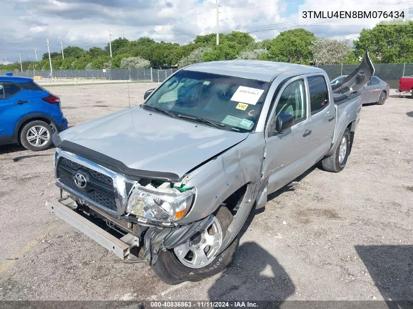 2011 Toyota Tacoma Double Cab VIN: 3TMLU4EN8BM076434 Lot: 40836863