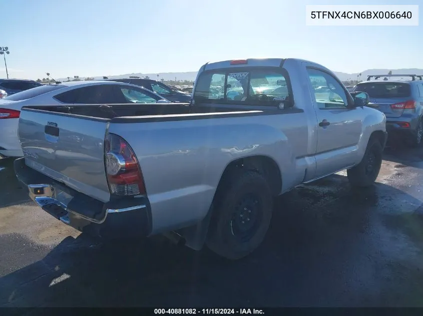 2011 Toyota Tacoma VIN: 5TFNX4CN6BX006640 Lot: 40881082