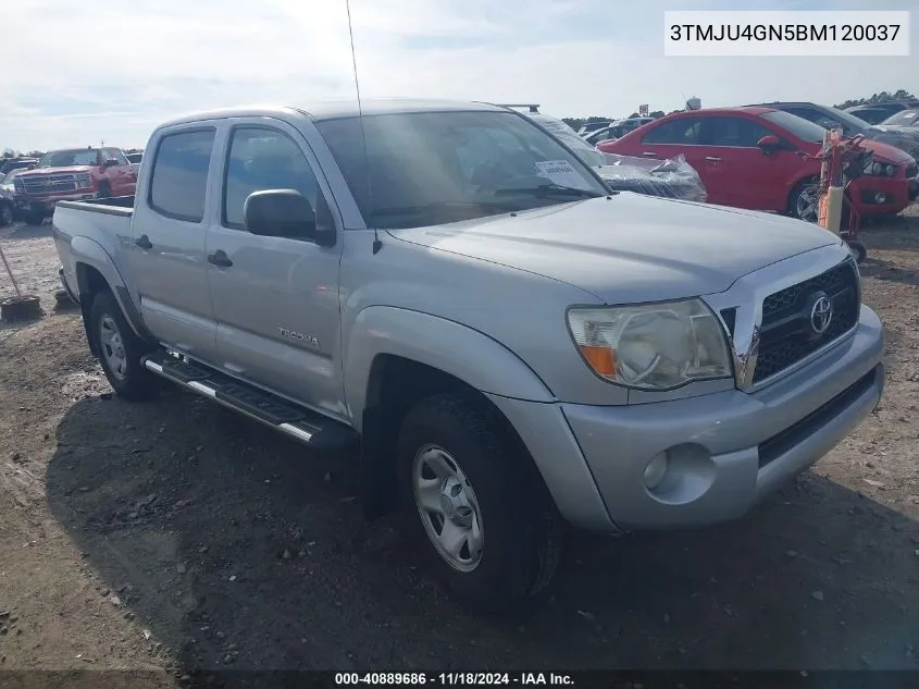 2011 Toyota Tacoma Double Cab Prerunner VIN: 3TMJU4GN5BM120037 Lot: 40889686