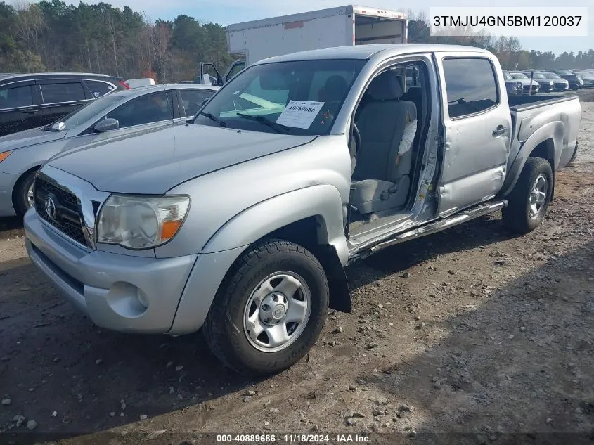 2011 Toyota Tacoma Double Cab Prerunner VIN: 3TMJU4GN5BM120037 Lot: 40889686