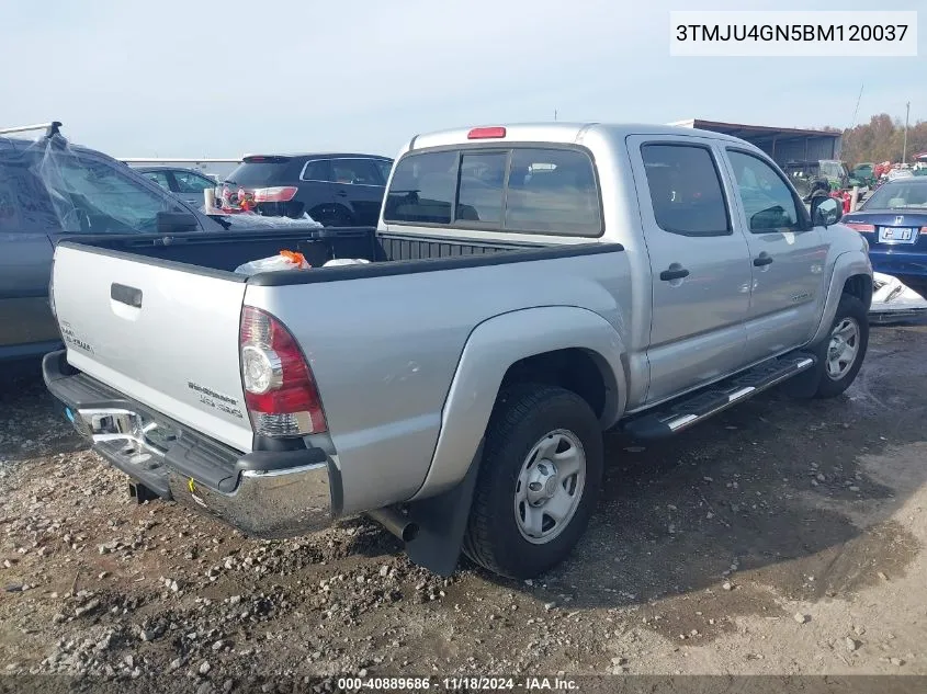 2011 Toyota Tacoma Double Cab Prerunner VIN: 3TMJU4GN5BM120037 Lot: 40889686