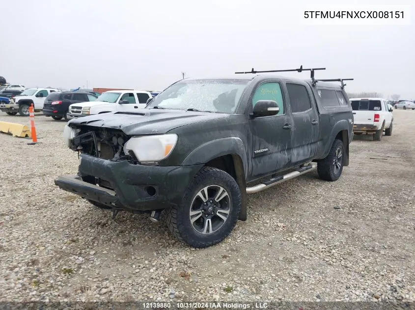 2012 Toyota Tacoma V6 VIN: 5TFMU4FNXCX008151 Lot: 12139880