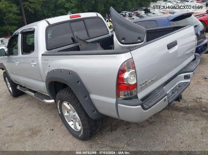 2012 Toyota Tacoma Prerunner V6 VIN: 5TFJU4GN3CX024869 Lot: 39782389