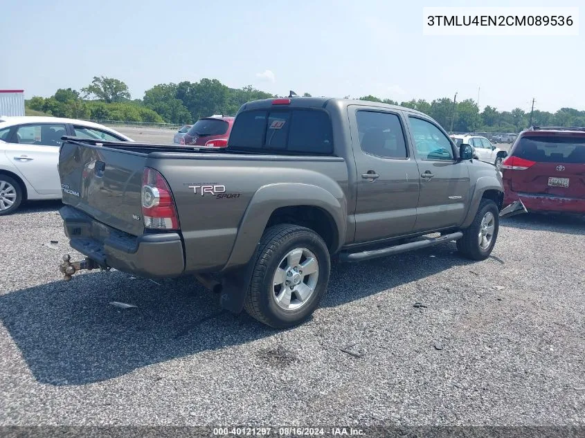 2012 Toyota Tacoma Base V6 VIN: 3TMLU4EN2CM089536 Lot: 40121297