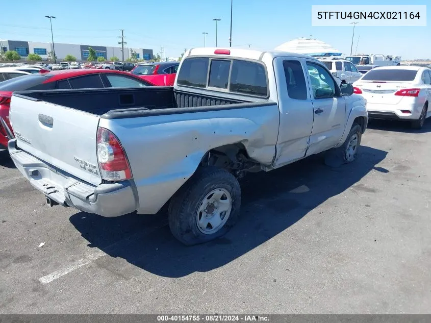 2012 Toyota Tacoma Prerunner Access Cab VIN: 5TFTU4GN4CX021164 Lot: 40154755