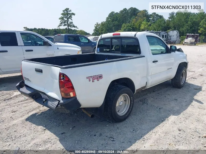 2012 Toyota Tacoma VIN: 5TFNX4CN0CX011303 Lot: 40295945