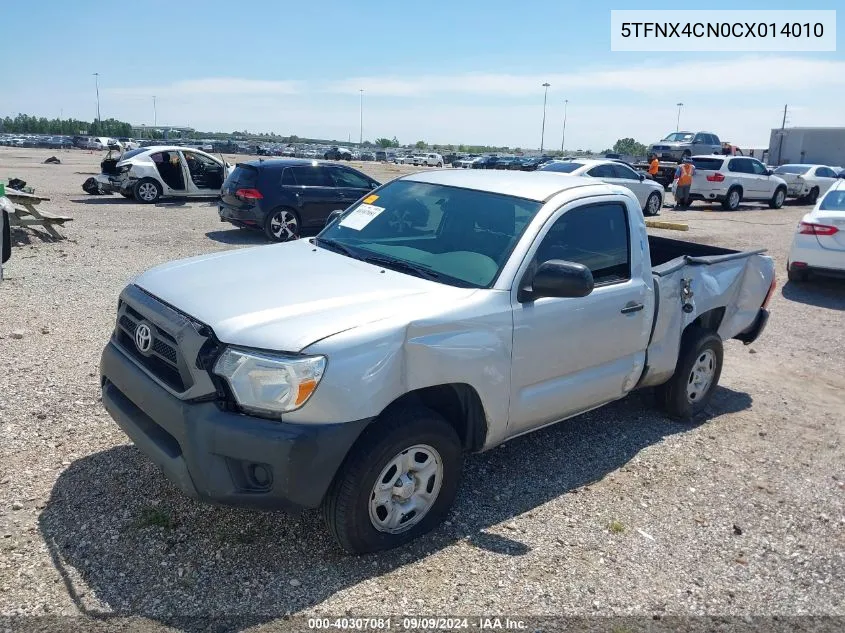 2012 Toyota Tacoma VIN: 5TFNX4CN0CX014010 Lot: 40307081