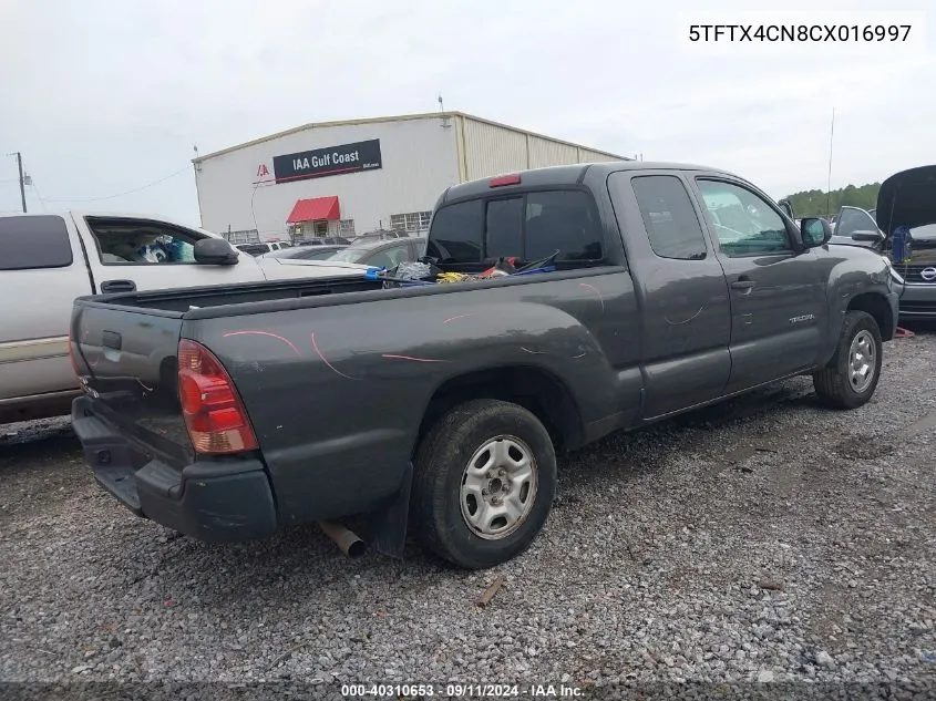 2012 Toyota Tacoma Access Cab VIN: 5TFTX4CN8CX016997 Lot: 40310653