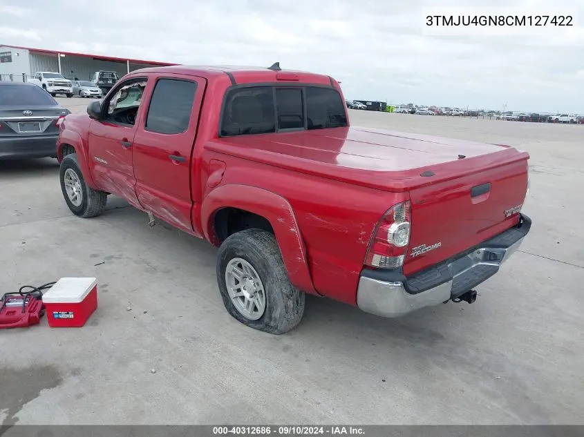 2012 Toyota Tacoma Prerunner V6 VIN: 3TMJU4GN8CM127422 Lot: 40312686