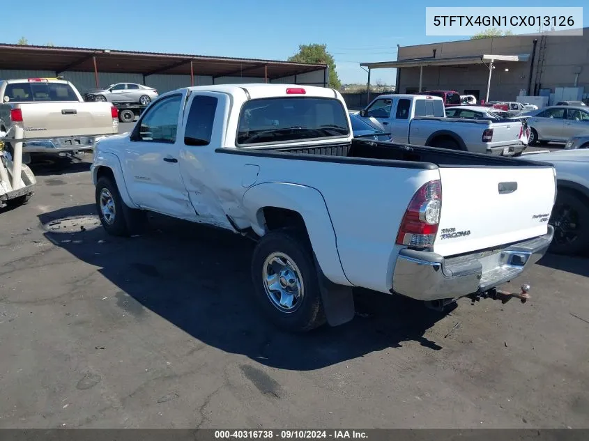 2012 Toyota Tacoma Prerunner VIN: 5TFTX4GN1CX013126 Lot: 40316738