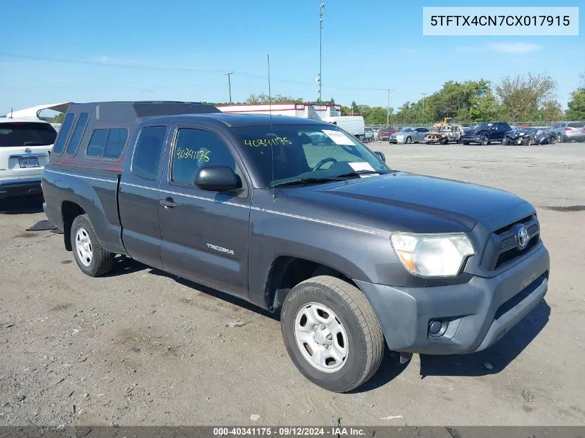 2012 Toyota Tacoma VIN: 5TFTX4CN7CX017915 Lot: 40341175