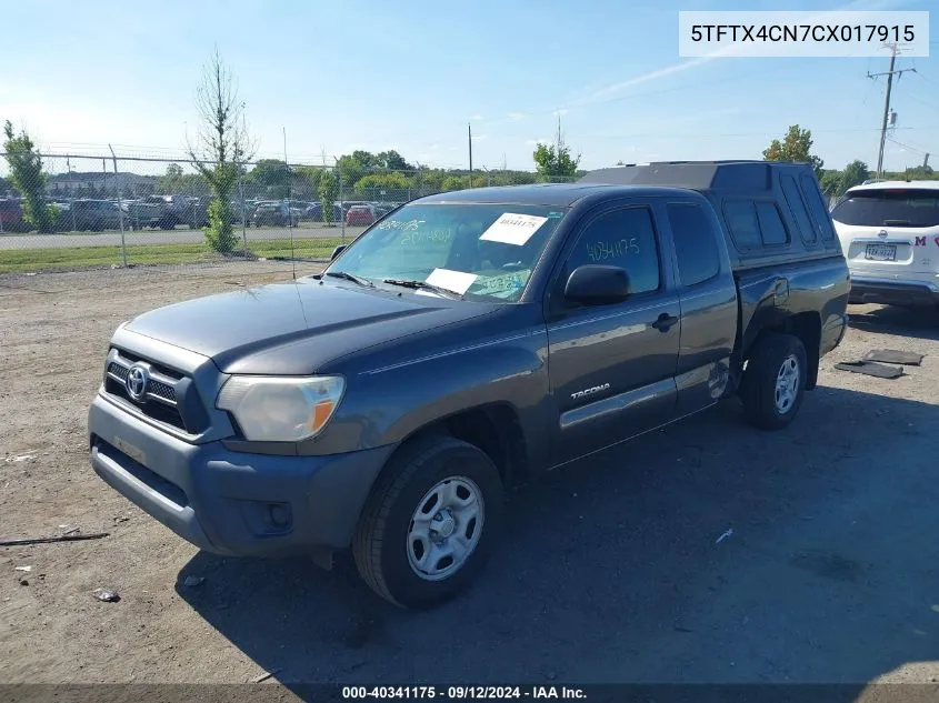 2012 Toyota Tacoma VIN: 5TFTX4CN7CX017915 Lot: 40341175