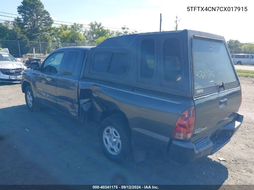 2012 Toyota Tacoma VIN: 5TFTX4CN7CX017915 Lot: 40341175