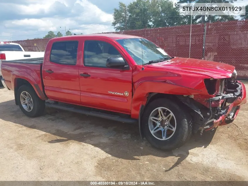 2012 Toyota Tacoma Prerunner VIN: 5TFJX4GN8CX011929 Lot: 40380194