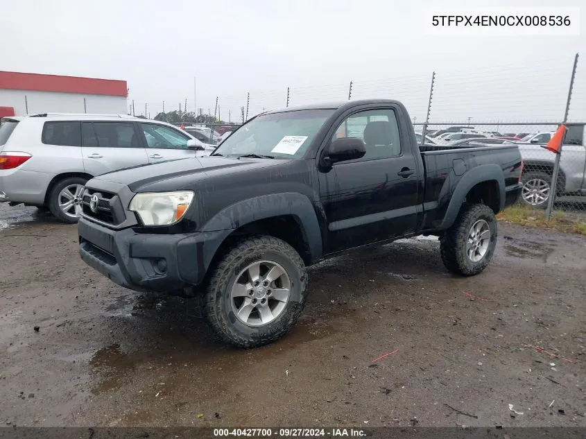 2012 Toyota Tacoma VIN: 5TFPX4EN0CX008536 Lot: 40427700