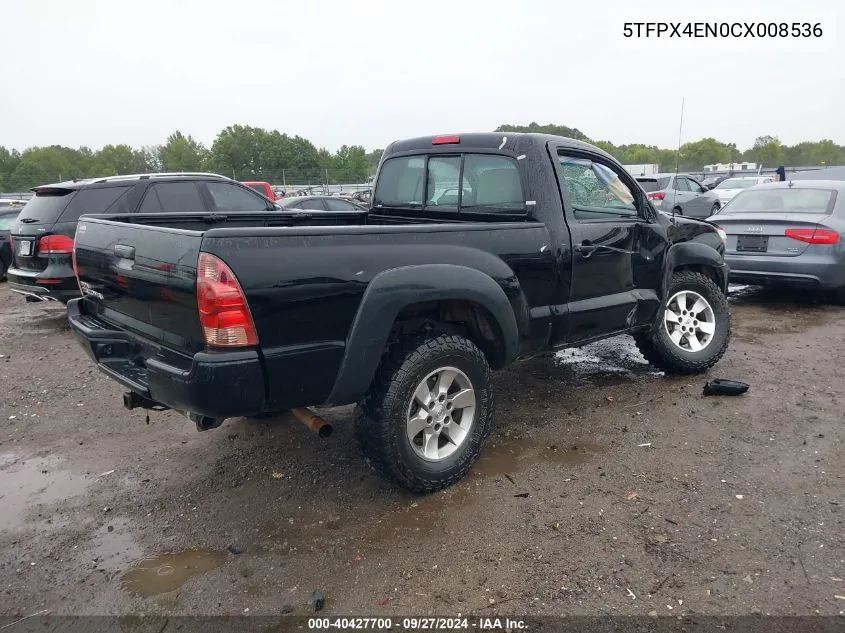 2012 Toyota Tacoma VIN: 5TFPX4EN0CX008536 Lot: 40427700