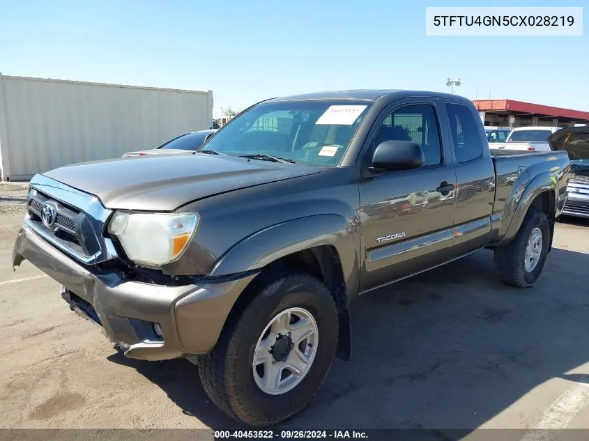 2012 Toyota Tacoma Prerunner V6 VIN: 5TFTU4GN5CX028219 Lot: 40453522