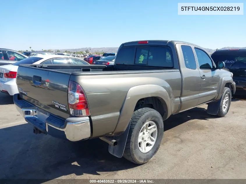 5TFTU4GN5CX028219 2012 Toyota Tacoma Prerunner V6