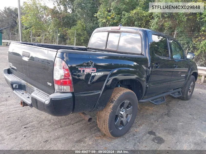 2012 Toyota Tacoma Base V6 VIN: 5TFLU4EN4CX029848 Lot: 40477189