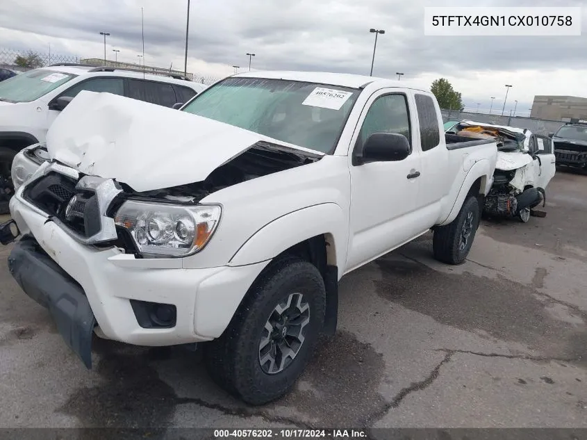 2012 Toyota Tacoma Prerunner Access Cab VIN: 5TFTX4GN1CX010758 Lot: 40576202