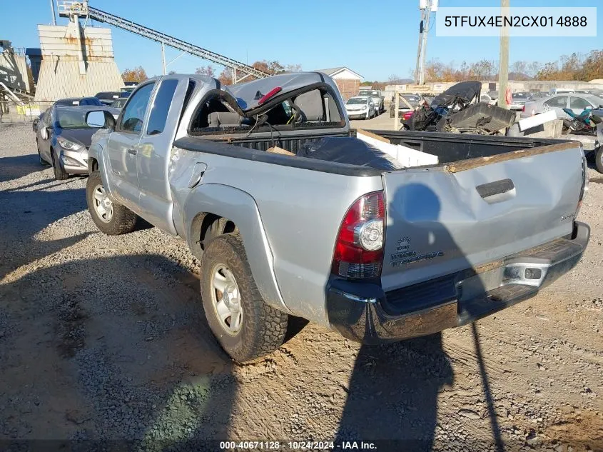 2012 Toyota Tacoma Access Cab VIN: 5TFUX4EN2CX014888 Lot: 40671128