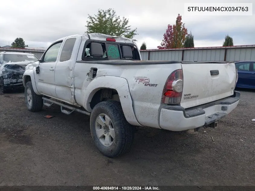 2012 Toyota Tacoma VIN: 5TFUU4EN4CX034763 Lot: 40694914