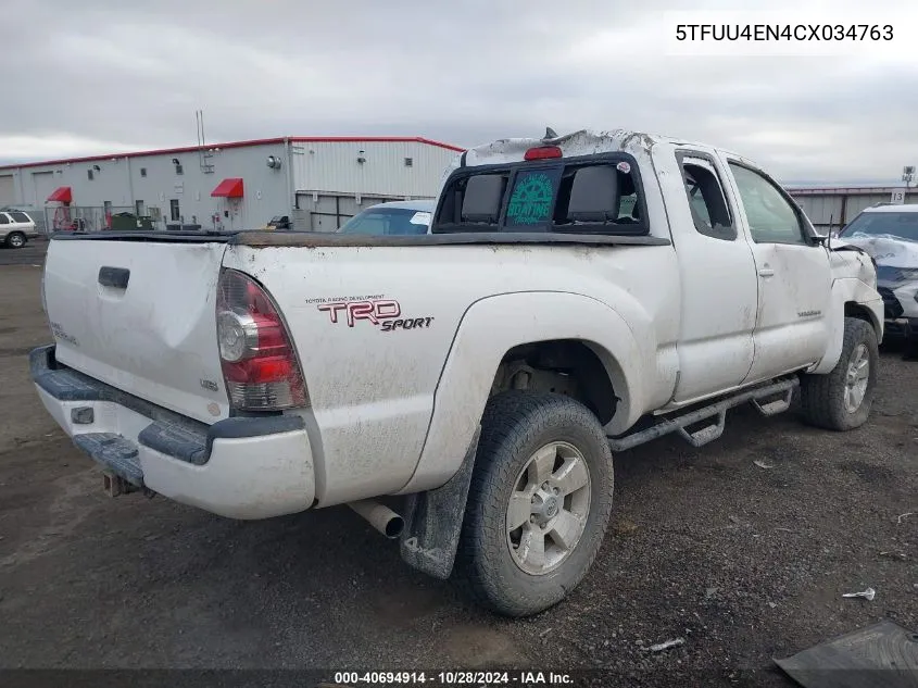 2012 Toyota Tacoma VIN: 5TFUU4EN4CX034763 Lot: 40694914