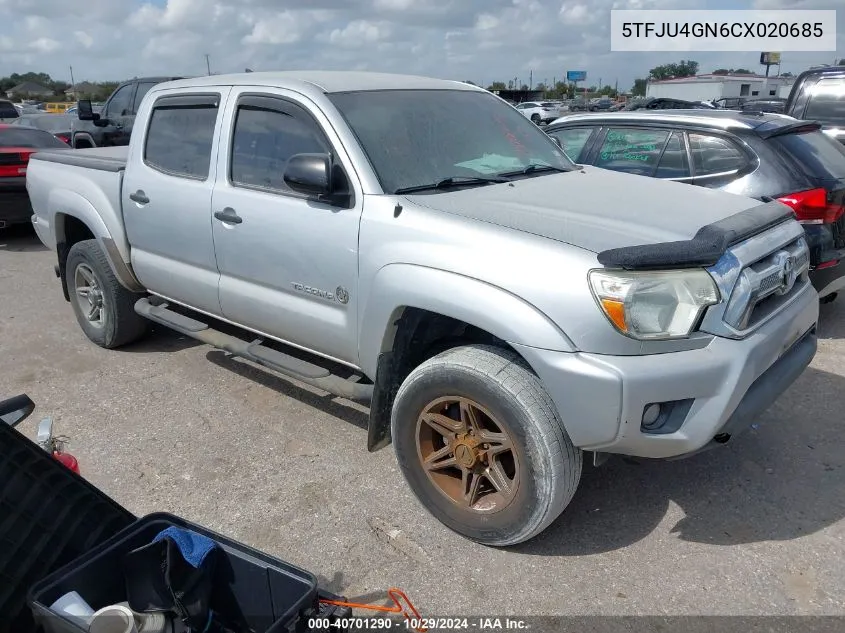 2012 Toyota Tacoma Double Cab Prerunner VIN: 5TFJU4GN6CX020685 Lot: 40701290