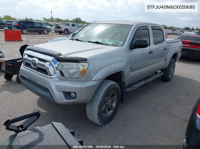 2012 Toyota Tacoma Double Cab Prerunner VIN: 5TFJU4GN6CX020685 Lot: 40701290