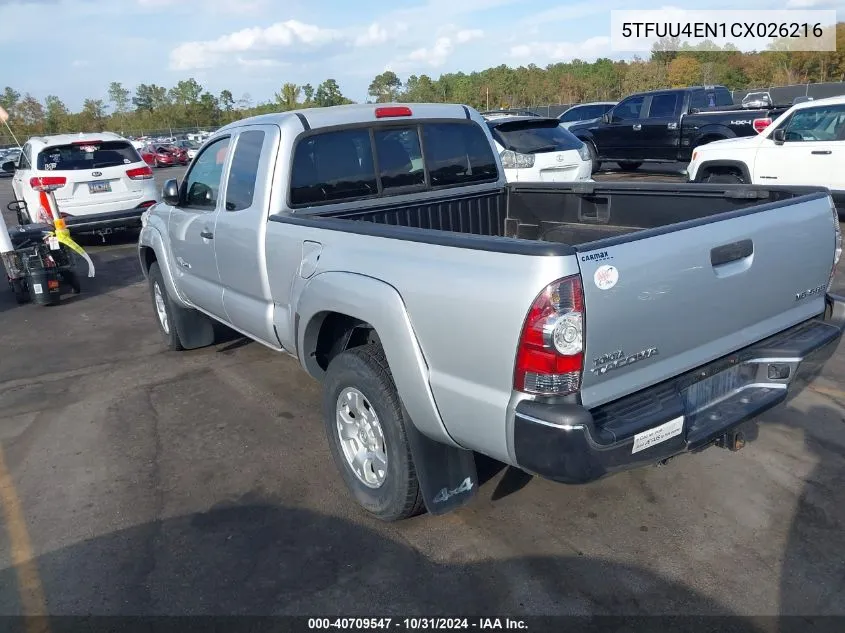 2012 Toyota Tacoma Base V6 VIN: 5TFUU4EN1CX026216 Lot: 40709547