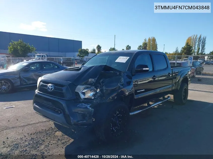 2012 Toyota Tacoma Double Cab Long Bed VIN: 3TMMU4FN7CM043848 Lot: 40714428