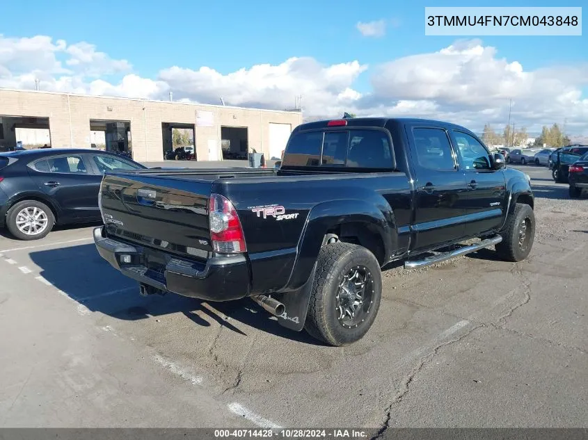 2012 Toyota Tacoma Double Cab Long Bed VIN: 3TMMU4FN7CM043848 Lot: 40714428