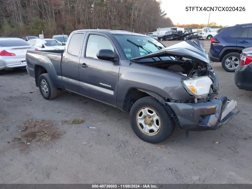 2012 Toyota Tacoma Access Cab VIN: 5TFTX4CN7CX020426 Lot: 40738003