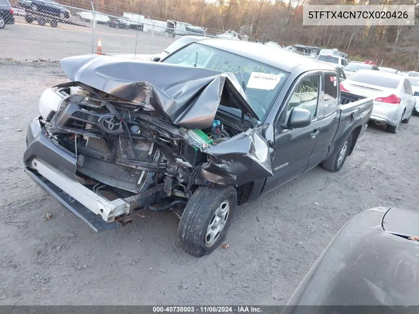 2012 Toyota Tacoma Access Cab VIN: 5TFTX4CN7CX020426 Lot: 40738003