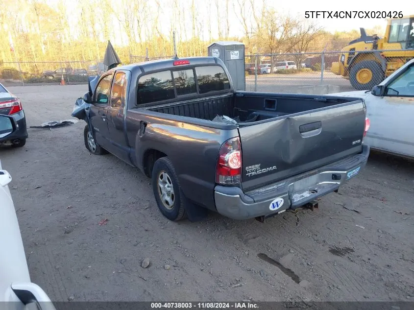 2012 Toyota Tacoma Access Cab VIN: 5TFTX4CN7CX020426 Lot: 40738003