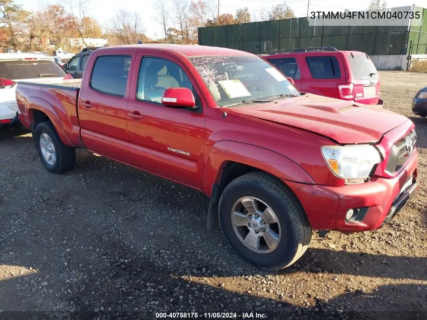 2012 Toyota Tacoma Base V6 VIN: 3TMMU4FN1CM040735 Lot: 40758175