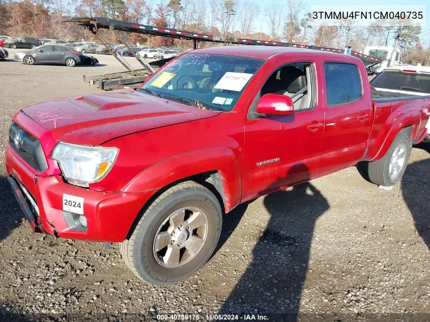 2012 Toyota Tacoma Base V6 VIN: 3TMMU4FN1CM040735 Lot: 40758175