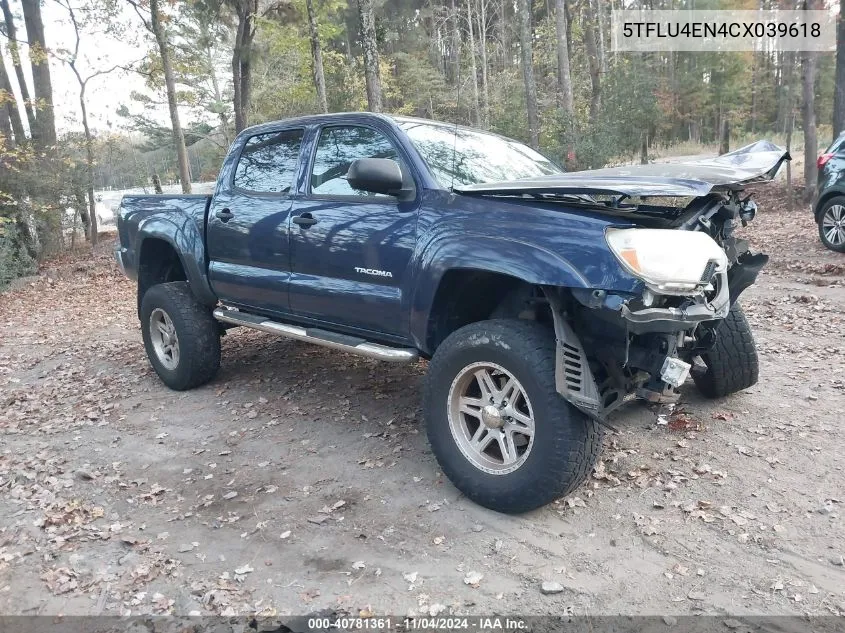 2012 Toyota Tacoma Double Cab VIN: 5TFLU4EN4CX039618 Lot: 40781361