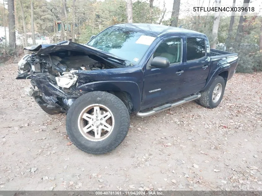 2012 Toyota Tacoma Double Cab VIN: 5TFLU4EN4CX039618 Lot: 40781361