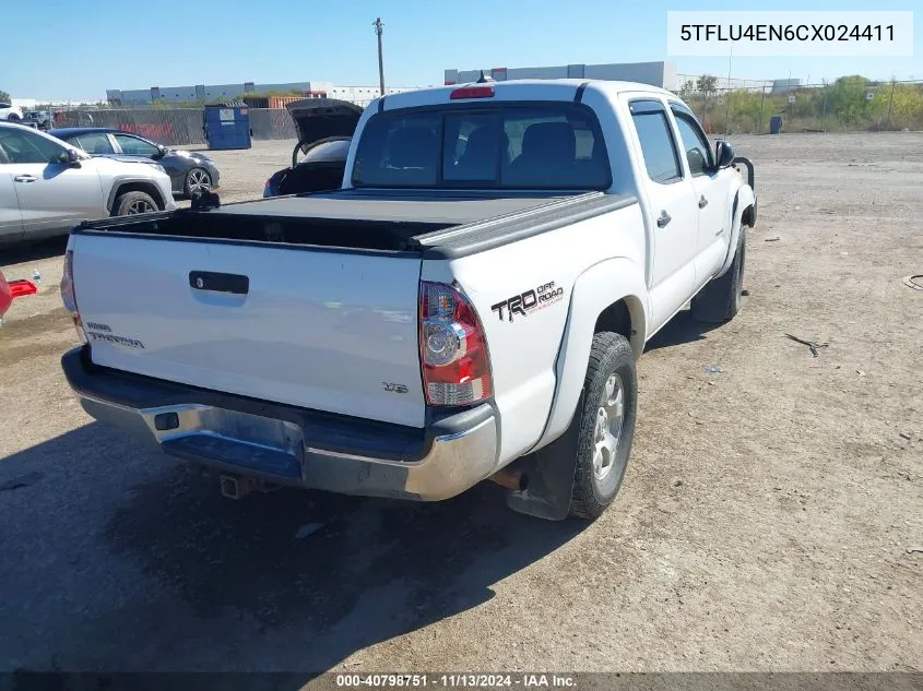 2012 Toyota Tacoma Double Cab VIN: 5TFLU4EN6CX024411 Lot: 40798751