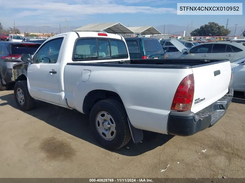 2012 Toyota Tacoma VIN: 5TFNX4CNXCX010952 Lot: 40829769