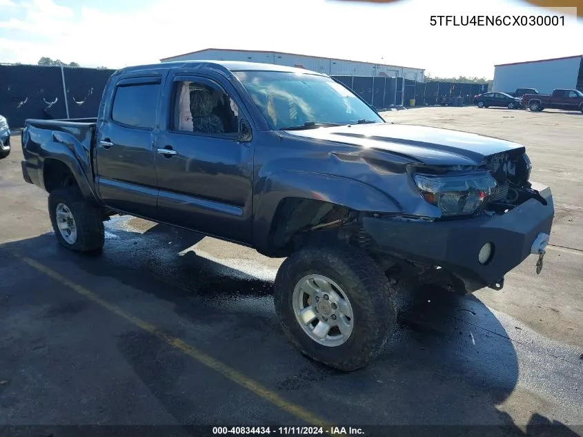 2012 Toyota Tacoma Double Cab VIN: 5TFLU4EN6CX030001 Lot: 40834434