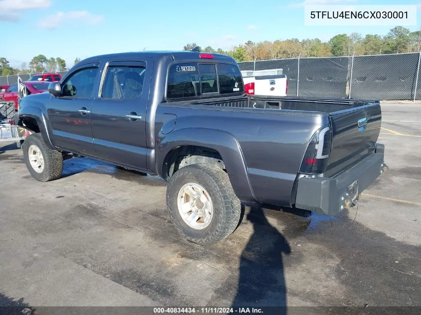 2012 Toyota Tacoma Double Cab VIN: 5TFLU4EN6CX030001 Lot: 40834434